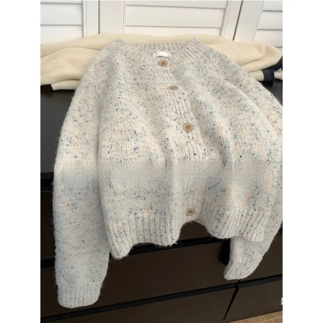 Cashmere Sweater Coat Women's Cashmere Loose Blue Dotted - Shop at LoveMi