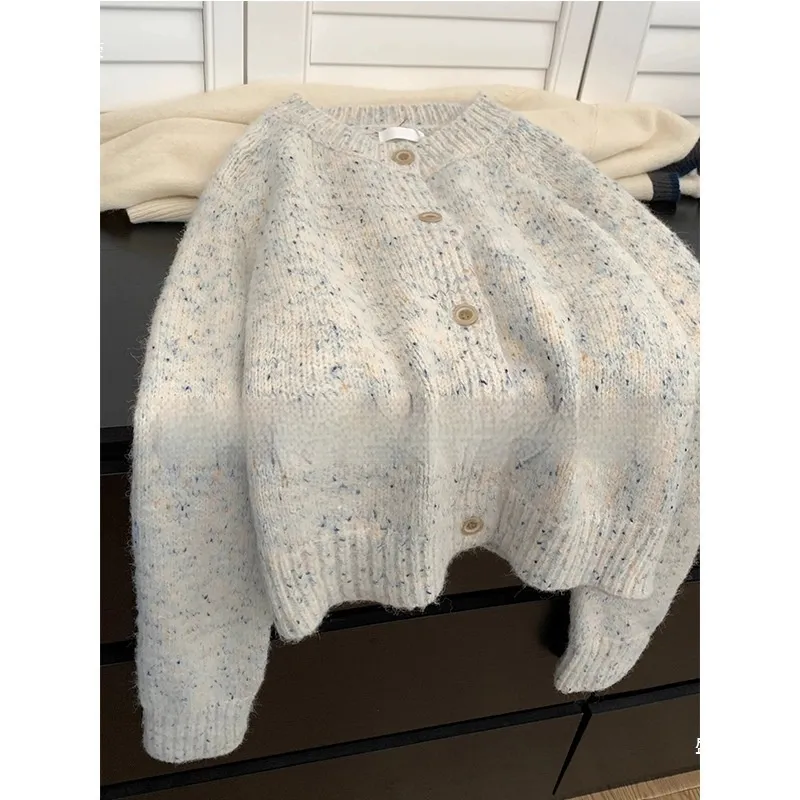 Cashmere Sweater Coat Women's Cashmere Loose - Blue Dotted
