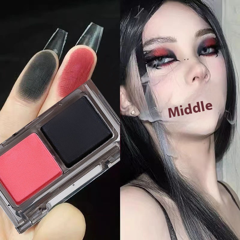 DIKALU Cool Two-tone Eye Shadow Plate Pink And Black Matte Shimmer Sweet And Spicy Punk