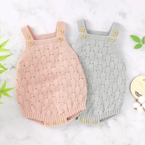 Solid Color Sling Baby Dress Knitted Cotton One-Piece