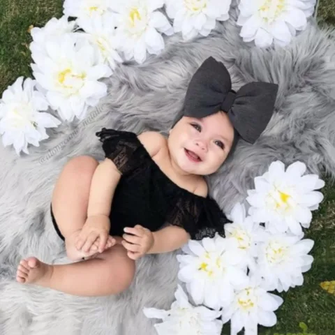 Children'S Black Lace Strapless Shirt Jumpsuit and Headband Summer