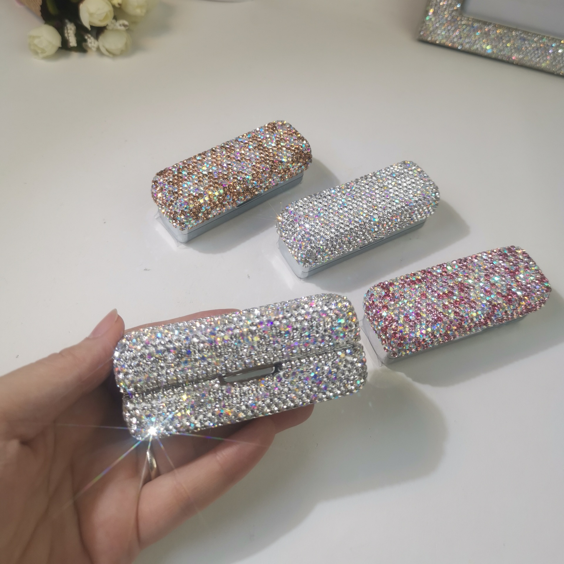 Diamond Metal Lipstick Case Alloy With Mirror Surface