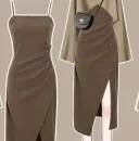 Suspender Skirt Brown