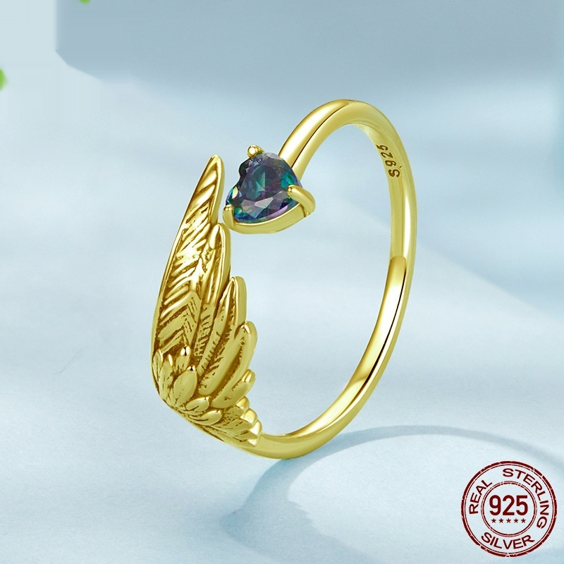 Heart Wings Personalized Minority S925 Sterling Silver Wing Ring