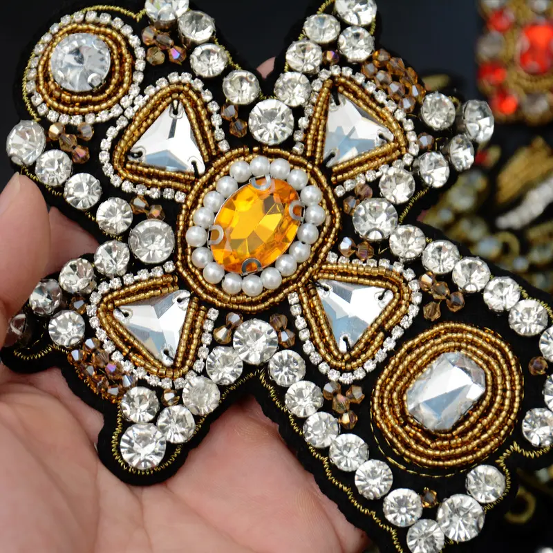 Heavy Industry Beads Large Heart-shaped Cross Cloth