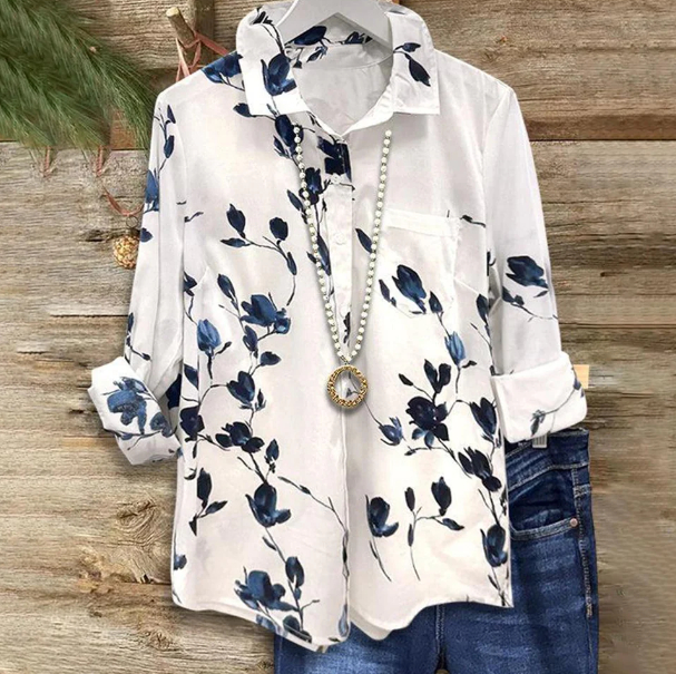 Printed Shirt Women's Long sleeve Blouse Picture Color - Shop at LoveMi