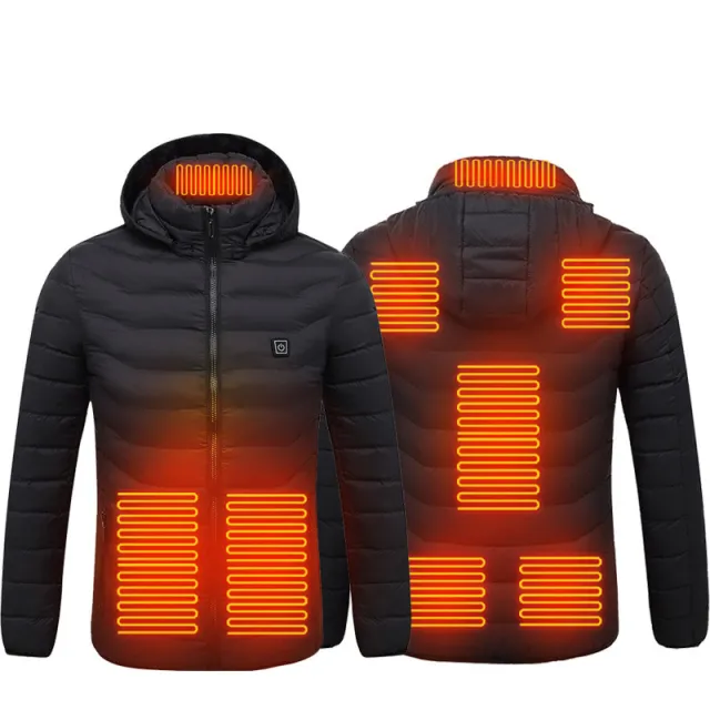 Smart 8 piece Heating Cotton padded Clothes 3 gear Temperature Control Thermal Coat Black - Shop at LoveMi