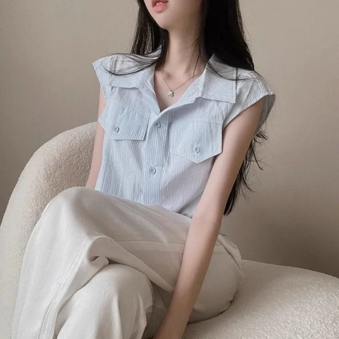 Chic Summer Elegant Waistcoat Flying Sleeve Shirt Vest Coat