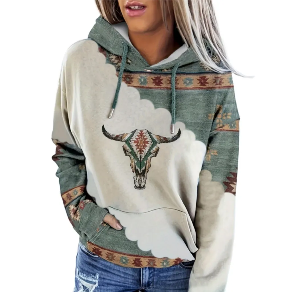 Fashion Women's Ethnic Style Printed Sweater - Jhy218-2Xl