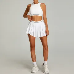 Women's Outdoor Sports Tennis Suit Suit Women's Tight Quick-drying Pleated Skirt - Elegant White - View 1