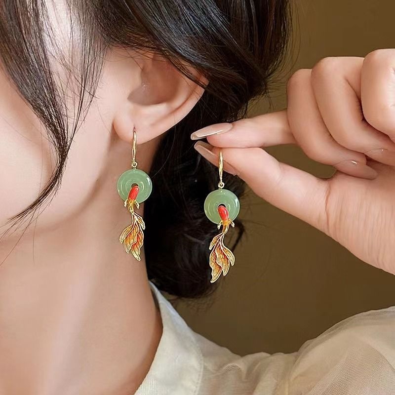 Peace Buckle Koi Eardrops For Women Antique Earrings