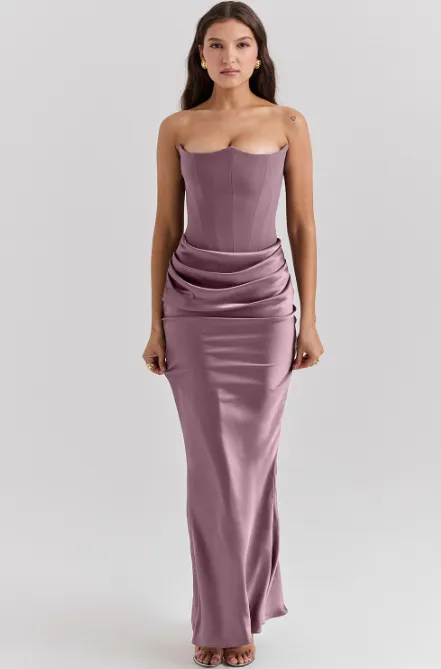 Slim Tube Top Long Dress Sexy Fashion Bandeau Backless Party Evening Dresses For Women Clothing Purple - Shop at LoveMi