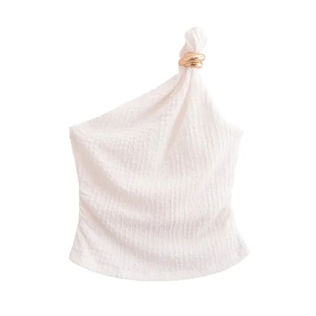Stylish Simple And Versatile Slim fit One shoulder Top White - Shop at LoveMi
