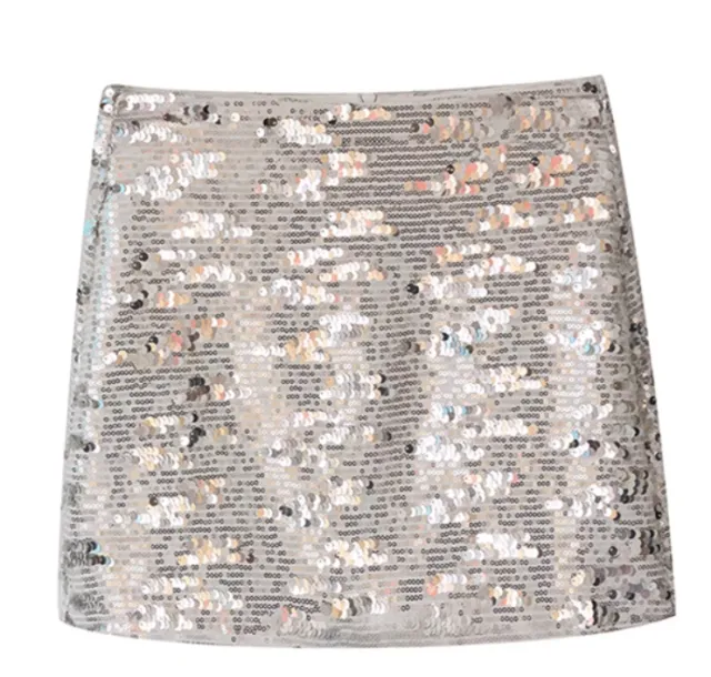 High Waist All matching Slim Fit Sheath A Line Skirt Silver - Shop at LoveMi