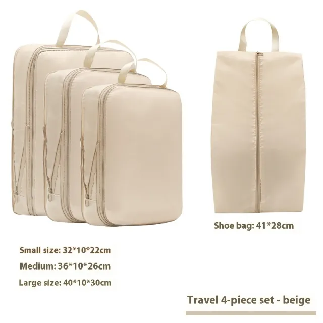 Solid Color Household Portable Compression Storage Bag Beige 4Pcs - Shop at LoveMi