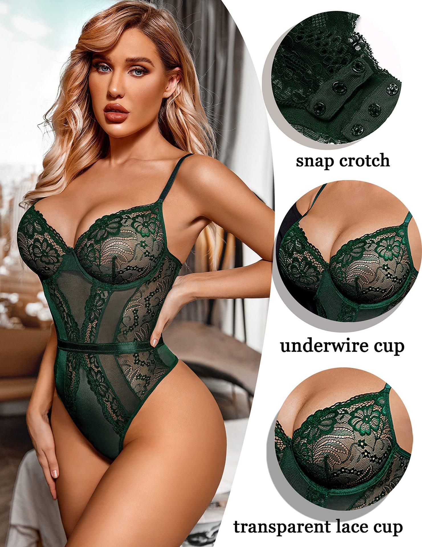 Sexy Lace Close-fitting And Slim-fitting Jumpsuit Ultra-thin Temptation Women's Underwear