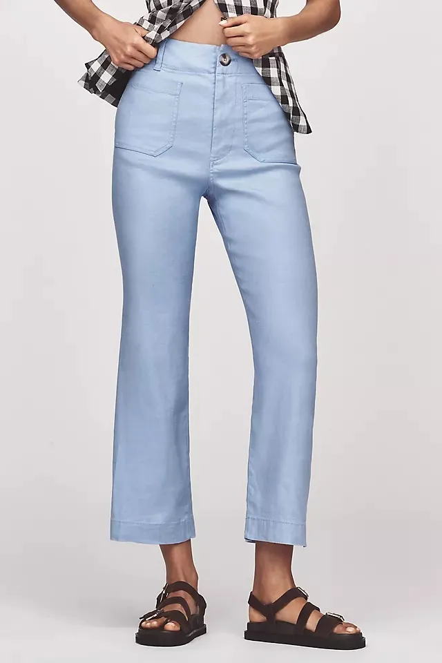 Casual Pants Straight High Waist Wide Leg Cropped Women's Pants Periwinkle - Shop at LoveMi