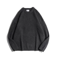 Retro Loose Sweater Autumn Clothing - Dark Grey - View 1