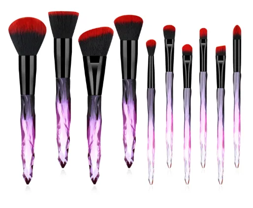 Clear Crystal Diamond Shank Foundation Brush Suit - 10 Red