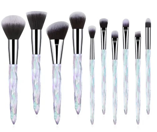 Clear Crystal Diamond Shank Foundation Brush Suit - 10 Black