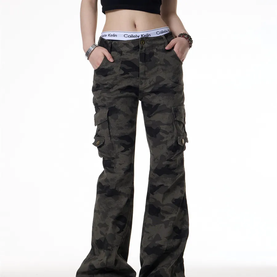 American Retro Camouflage Multi-pocket Cargo Pants - Camouflage