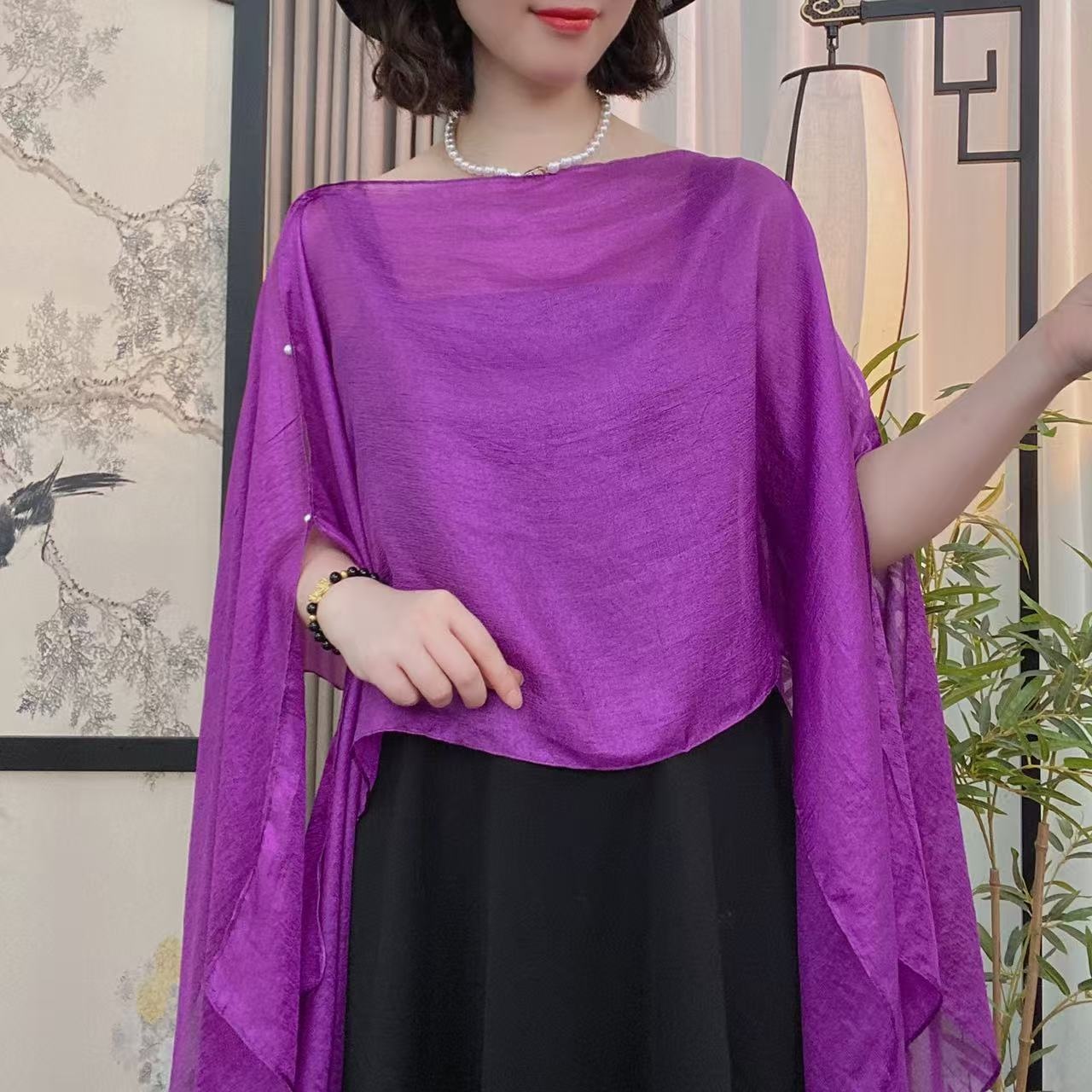 Solid Color Vacation Style Fashionable All-match Sunscreen Pullover Scarf Shawl - Image 21