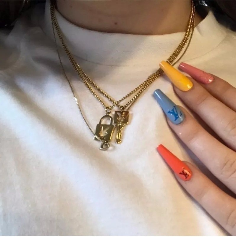 New Harajuku Shiny Alloy Rabbit Head Key Lock Necklace