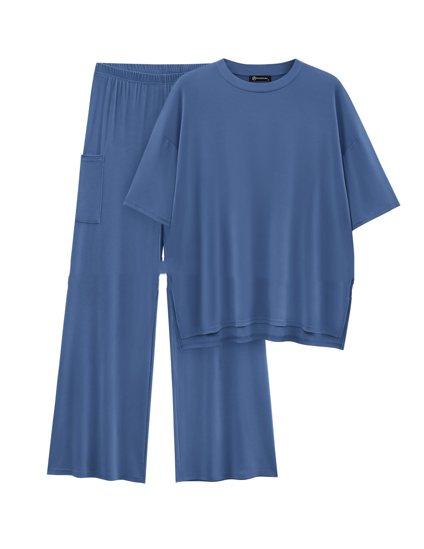 Casual Short Sleeve Pullover Top Wide Leg Pants Casual Suit - Image 6