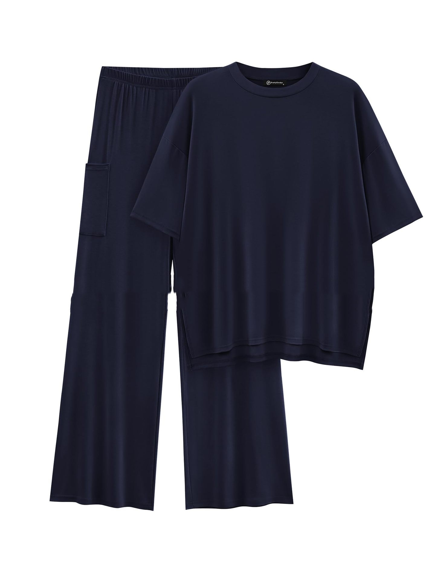 Casual Short Sleeve Pullover Top Wide Leg Pants Casual Suit - Image 2