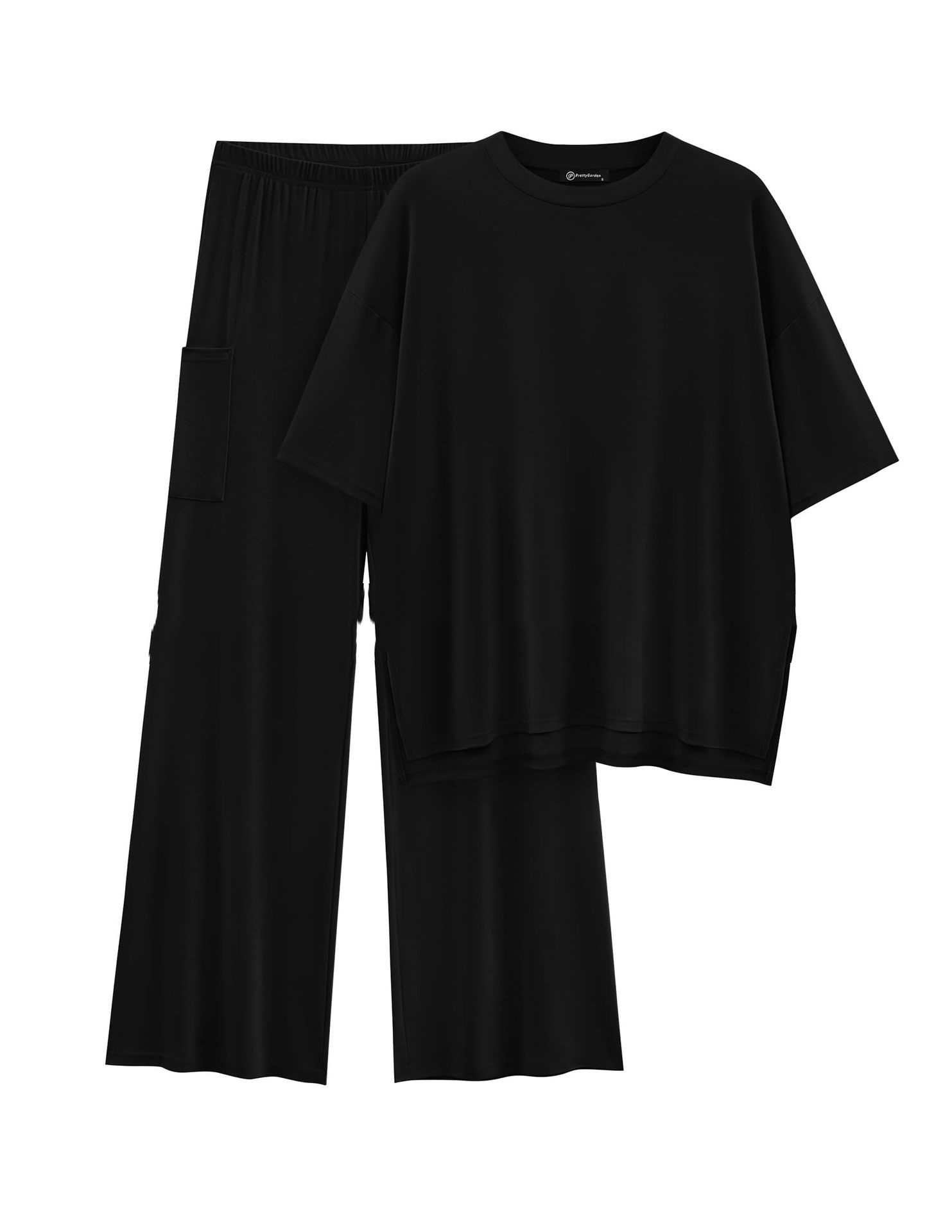 Casual Short Sleeve Pullover Top Wide Leg Pants Casual Suit - Image 1