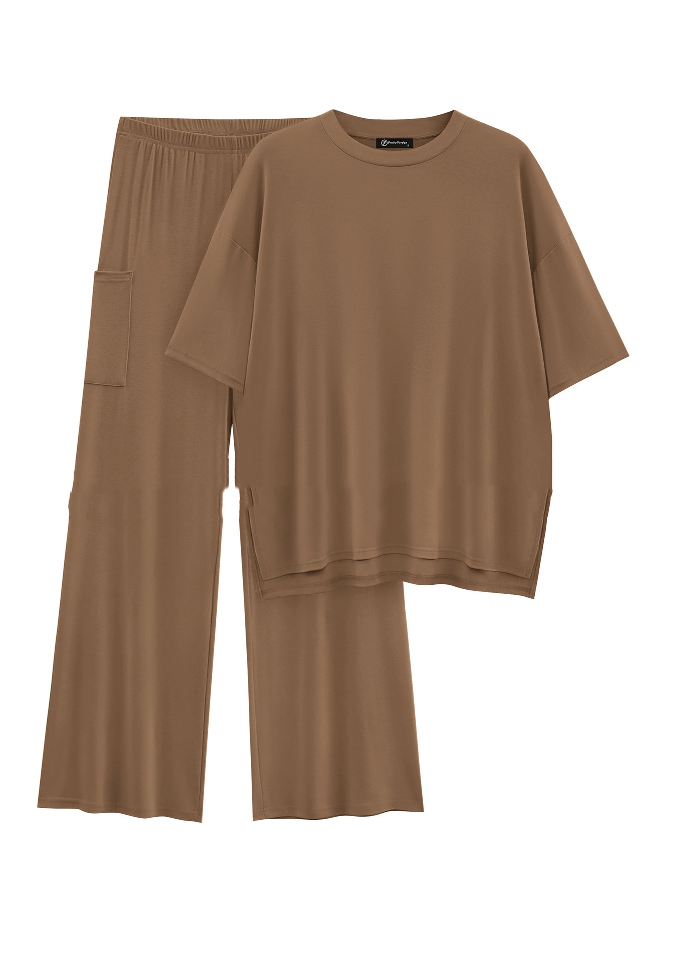 Casual Short Sleeve Pullover Top Wide Leg Pants Casual Suit - Image 4