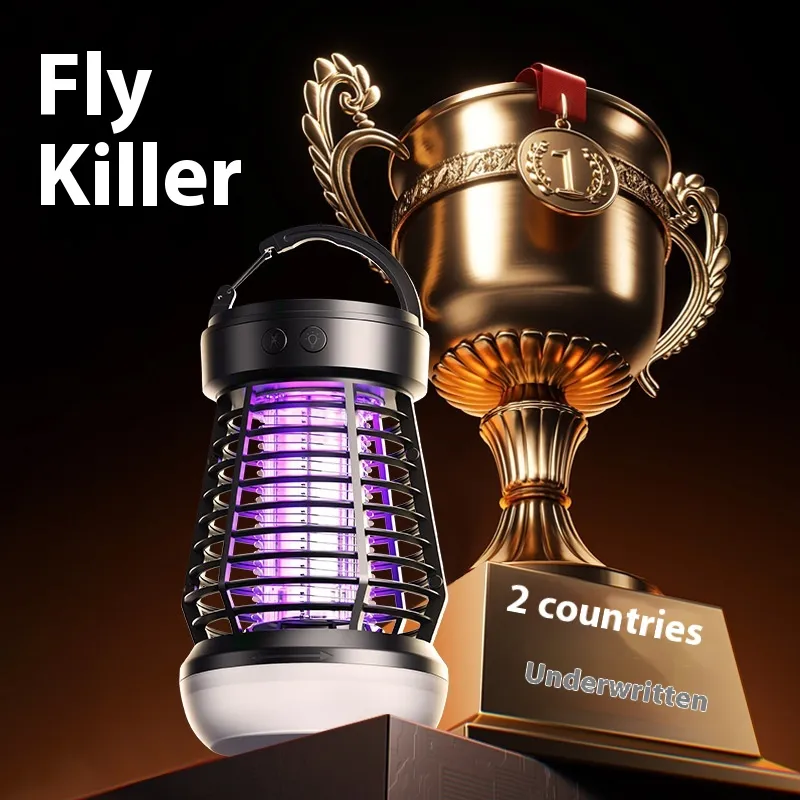 2in1 Mosquito Killer Lamp Electric Fly Catcher USB Rechargeable Electric Mosquito Swatter Electric Fly Trap With Night Light S0S Emergency Light Mosquito Killer Terrace Camping – image 3