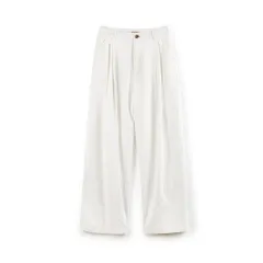 Retro White Casual Cotton Loose Straight Cargo Pants - White - View 1
