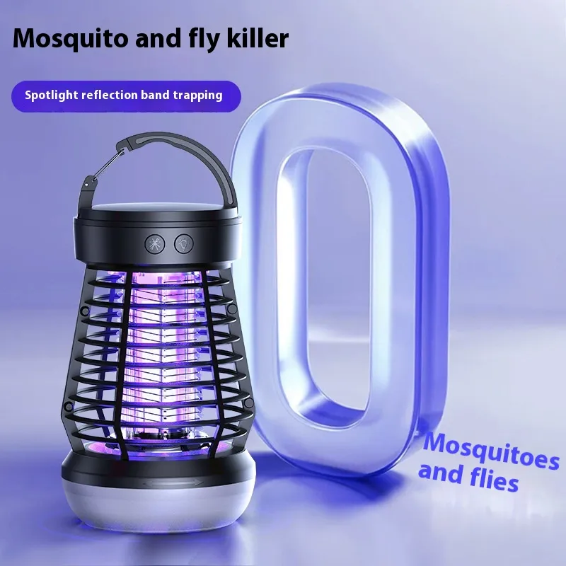 2in1 Mosquito Killer Lamp Electric Fly Catcher USB Rechargeable Electric Mosquito Swatter Electric Fly Trap With Night Light S0S Emergency Light Mosquito Killer Terrace Camping – image 2