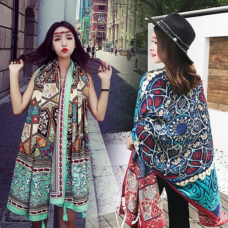 Ethnic Style Cotton And Linen Scarf Seaside Travel Oversized Beach Towel - Image 8