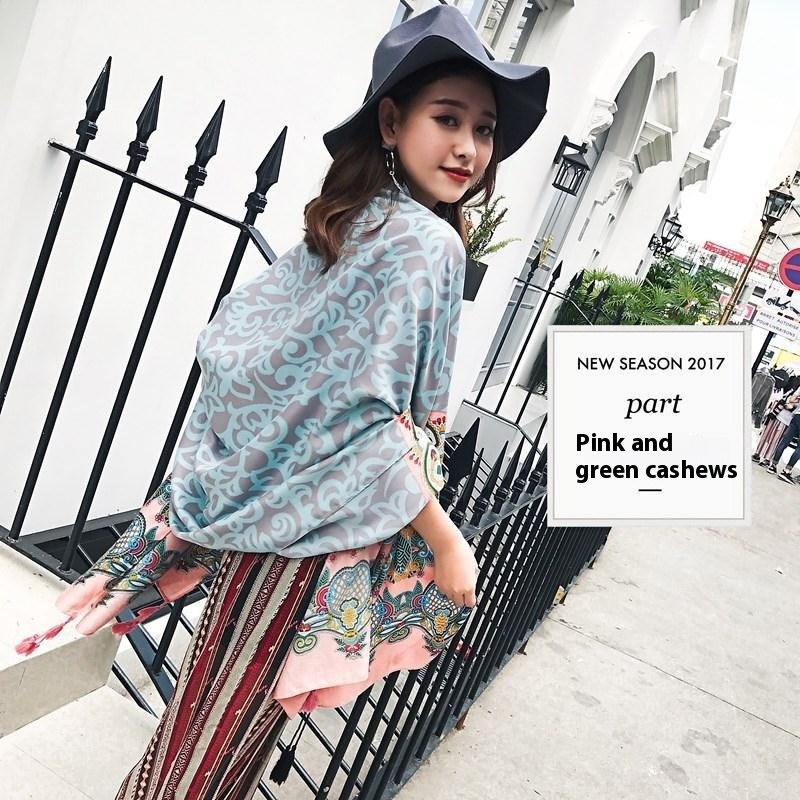 Ethnic Style Cotton And Linen Scarf Seaside Travel Oversized Beach Towel - Image 16