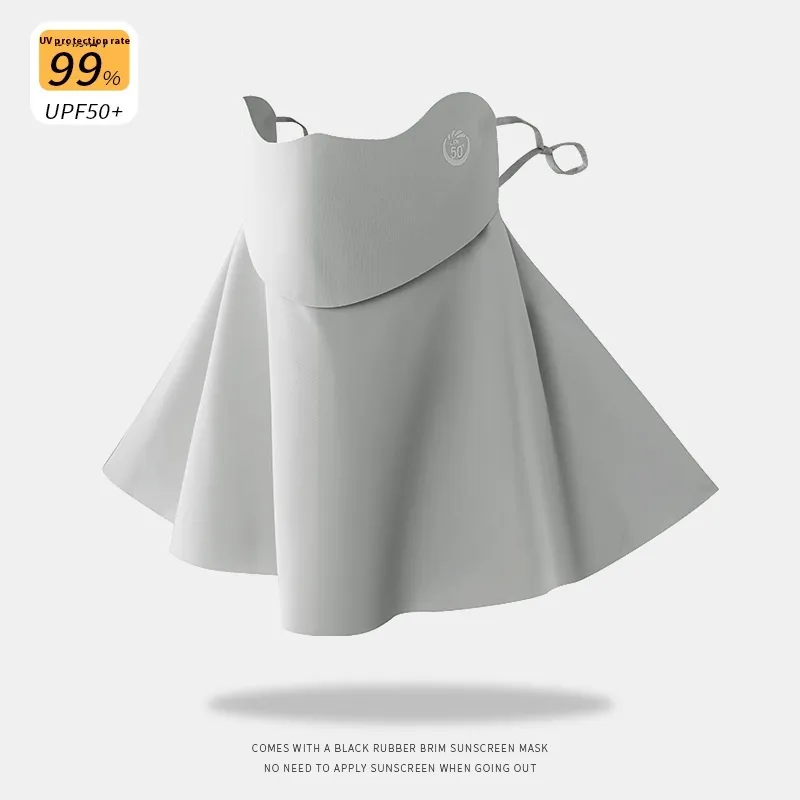 Summer Ice Silk Seamless Mask Riding Sunshade Face Mask Neck Protection Facekini - Elegant Grey