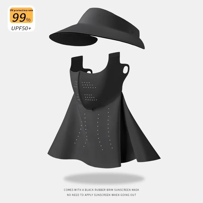 Air Top Sun Hat Women's UV Protection Summer Face Mask Face Mask - Star Rock Gray Neck Protector
