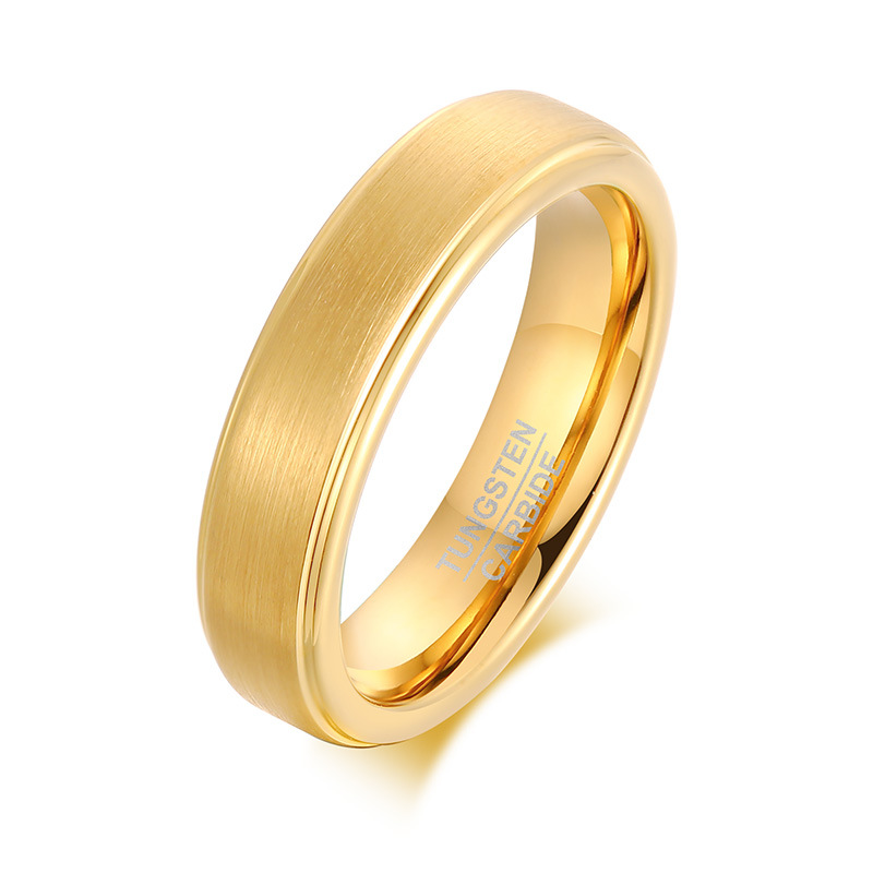 Men's Tungsten Steel 5mm Black Gold Ring