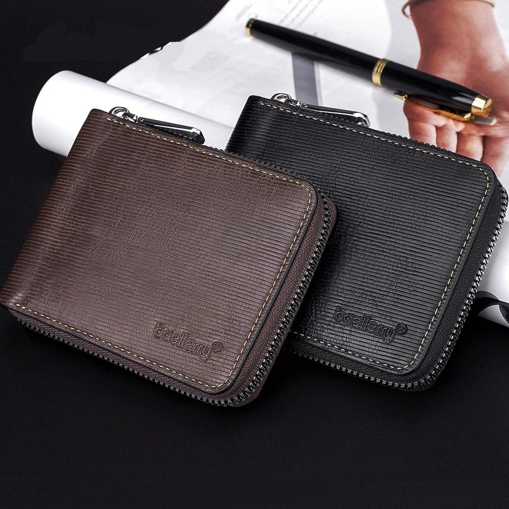 Leather Anti-theft Credit Card Zipper Wallet