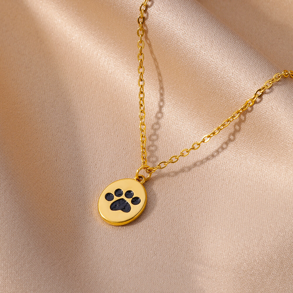 Cat Foot Print Necklace Stainless Steel Light Luxury Minority Design Sense