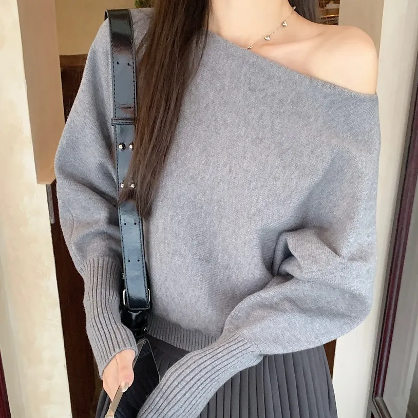 Lazy Off-neck Sweater Bottoming Shirt Women