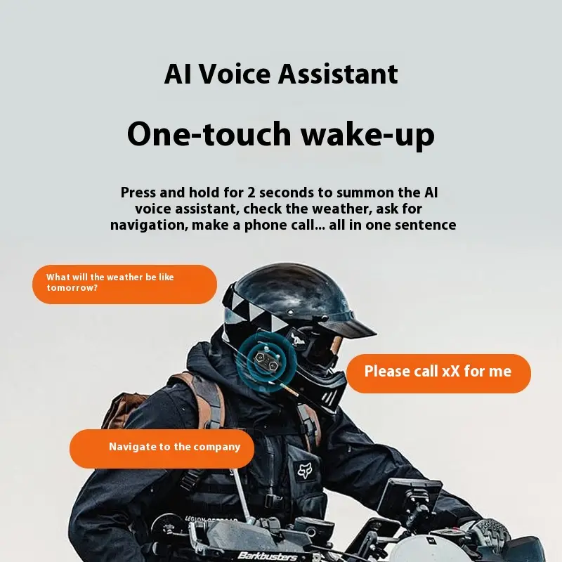 Motorcycle Bluetooth Integrated Intelligent Noise Reduction HD Helmet Headset
