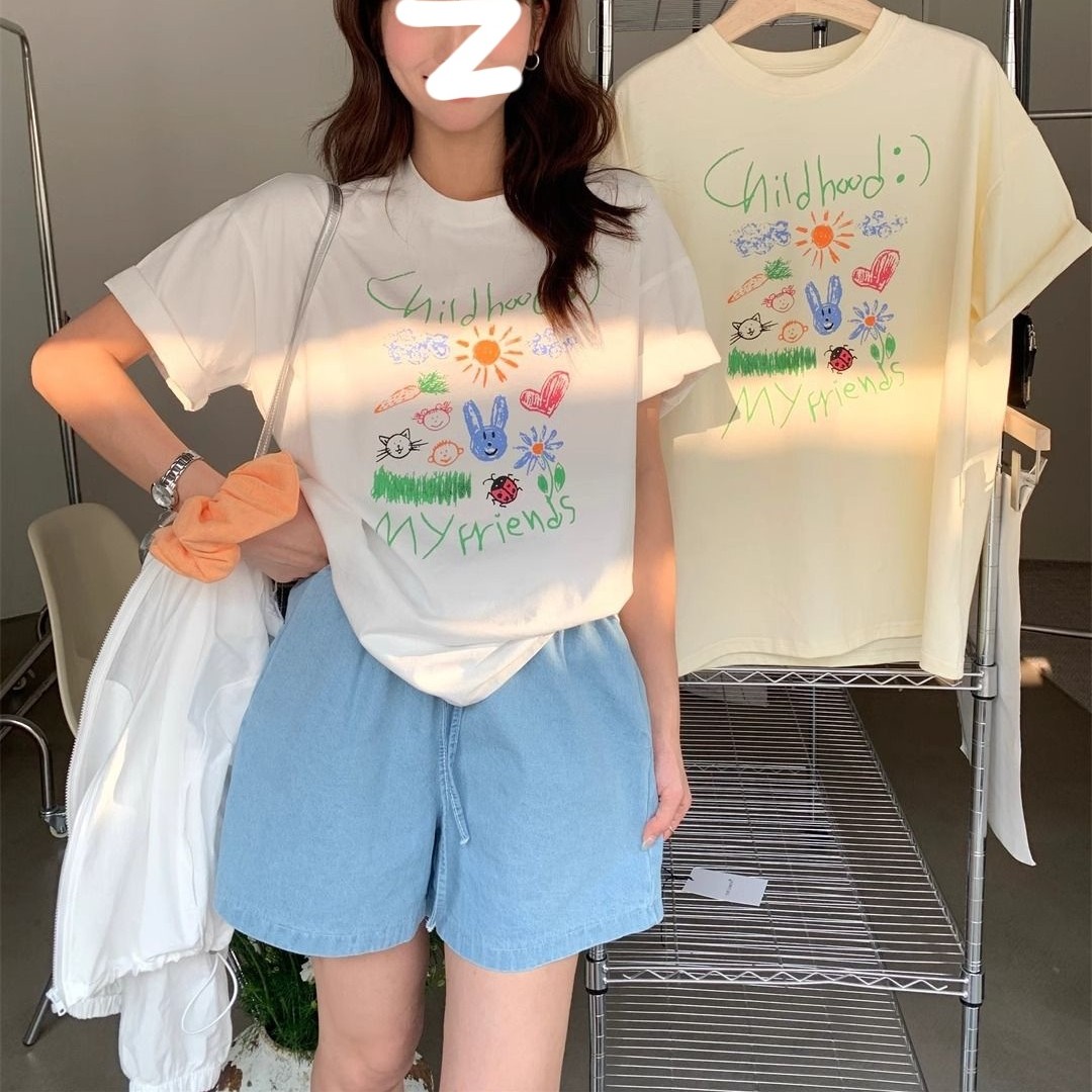 Women's Vintage Flower Graffiti Printing Top