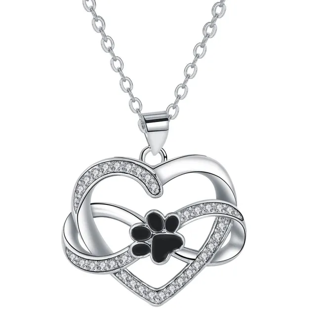 New Infinite Symbol Love Paw Print Necklace For Women White Gold Color - Shop at LoveMi