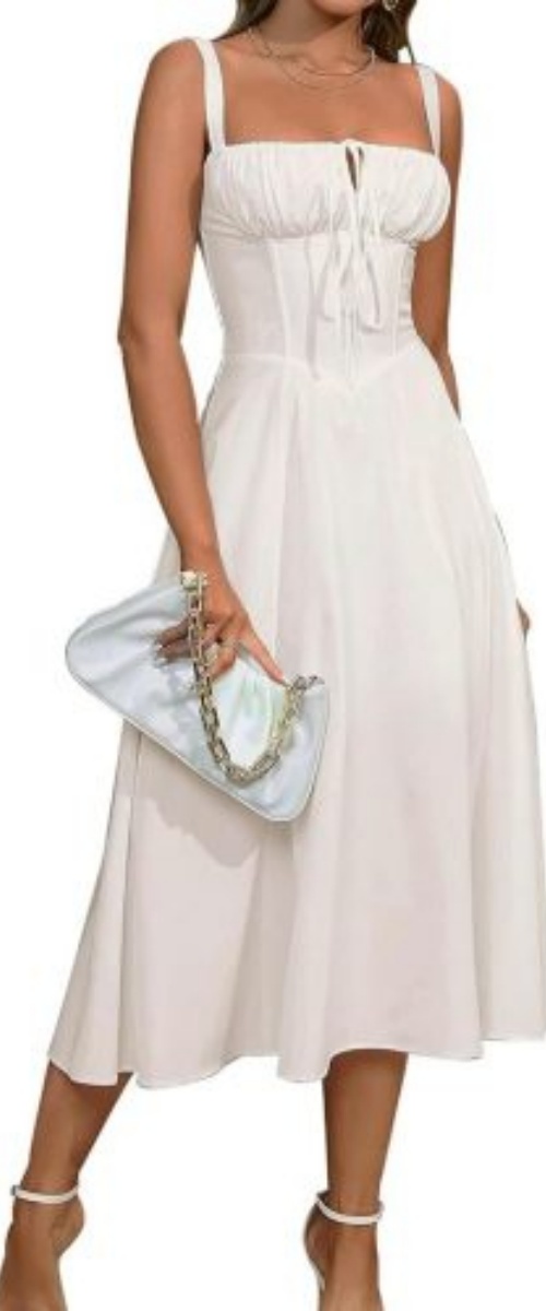 Mid-length Corset Elegant Slit Lace-up Women's Outing Leisure Dress