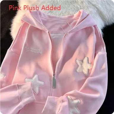 Loose Thickened Velvet Cardigan Top Pink Plush Added - Shop at LoveMi