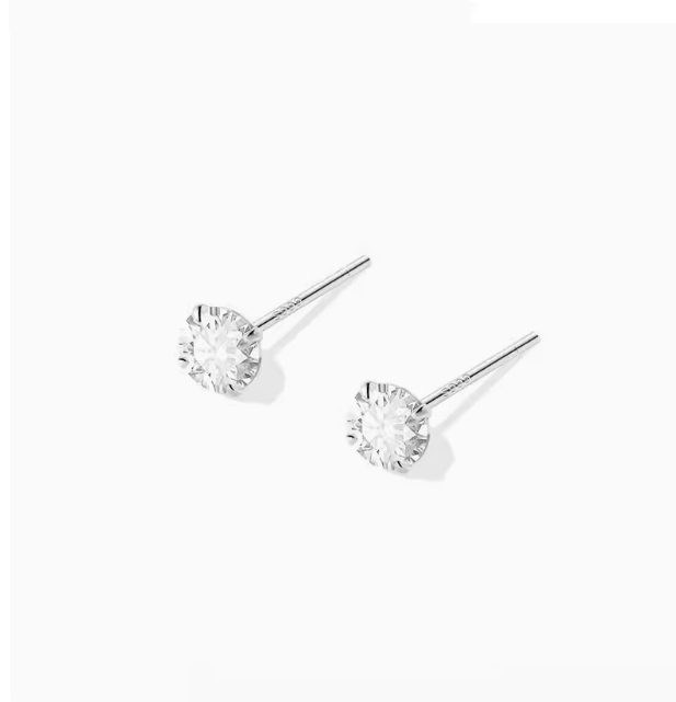 999 Sterling Silver Ear-caring Diamond Stud Earrings For Women
