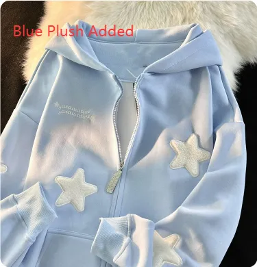 Loose Thickened Velvet Cardigan Top - Blue Plush Added