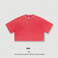 Collar Sweater Workout Top T-shirt And Short Sleeve - Red - View 1